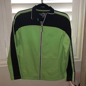 Green zip up work out sweater